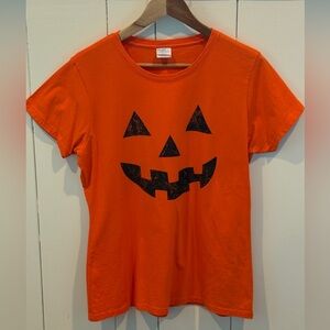 Vintage Orange Jack O Lantern Halloween Tee